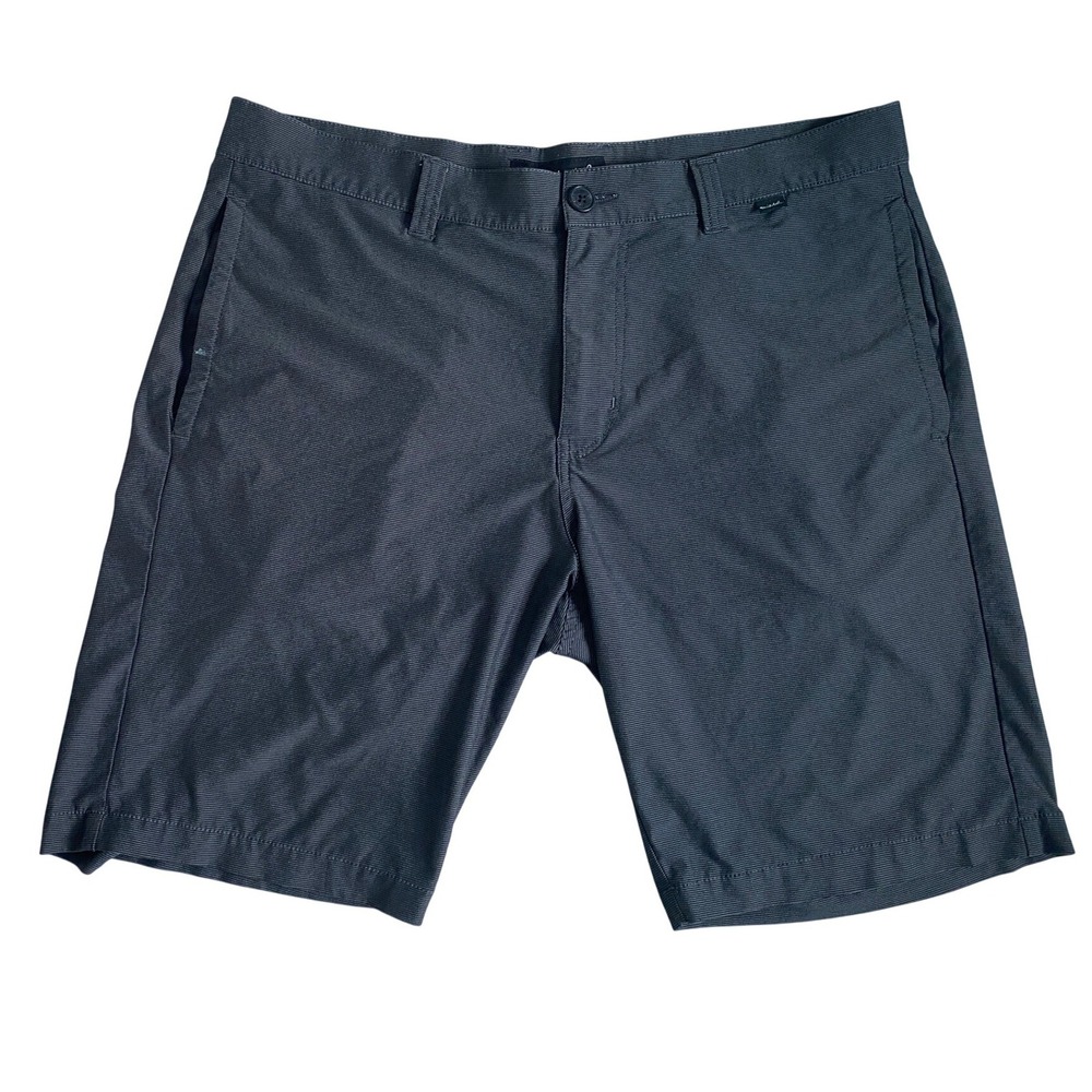 TravisMathew Beck Mens Shorts 36 Dark Gray Micro Stripe Golf Performance Stretch